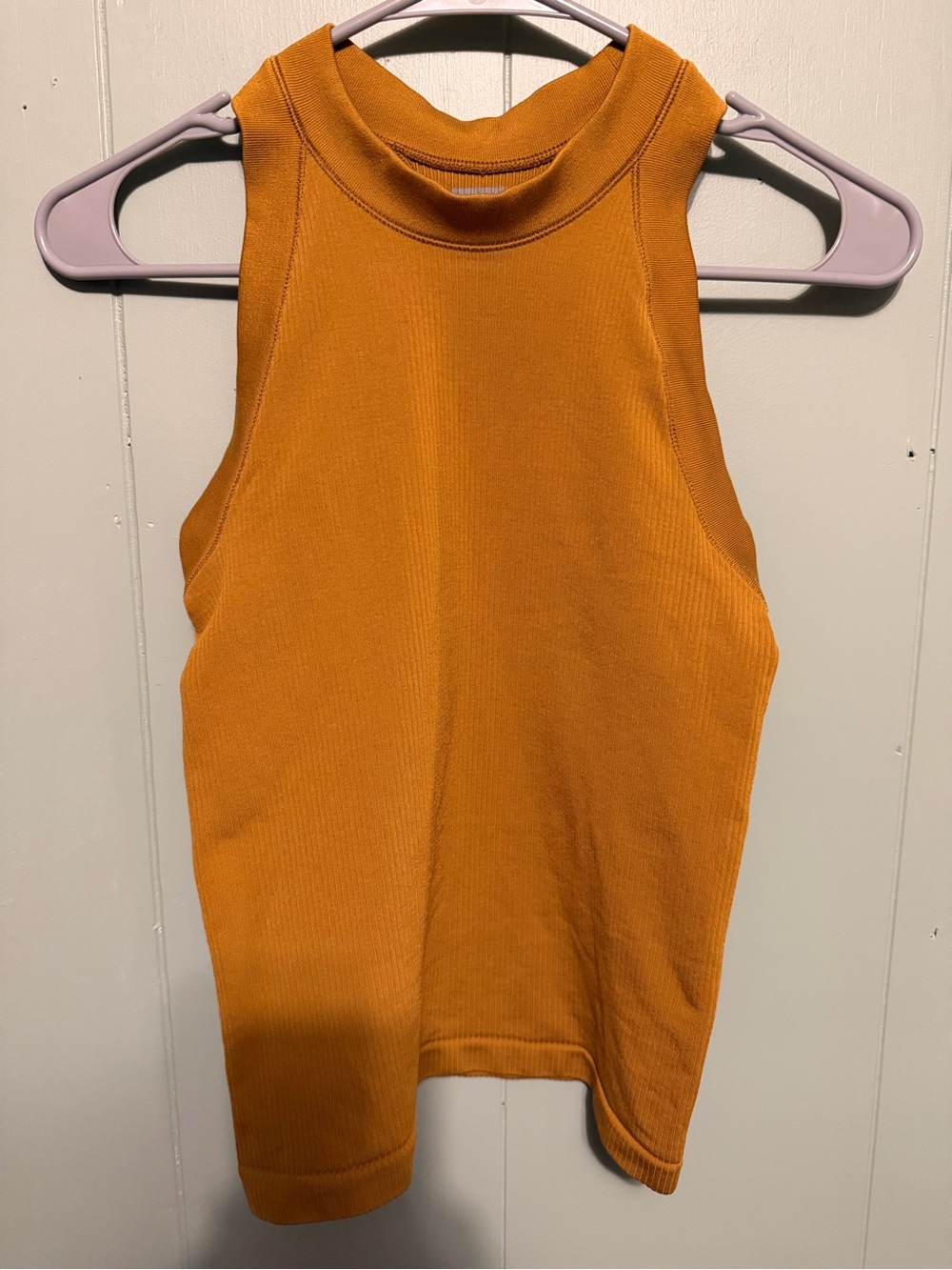 Athleta Ribbed Mock-Neck Tank in Rich Amber